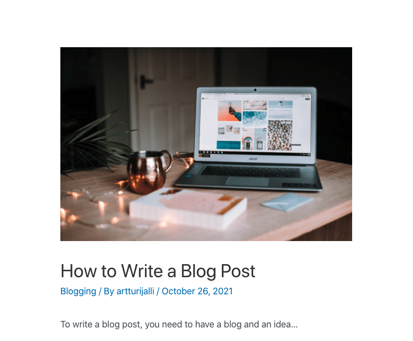 A WordPress blog post with a featured image