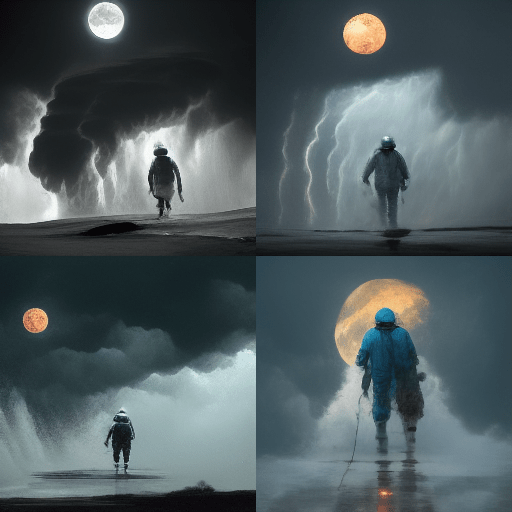 Man on the moon by Midjourney