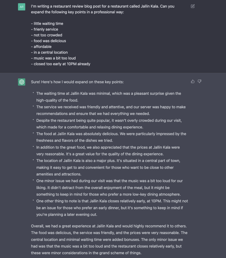ChatGPT expanding topic meanings