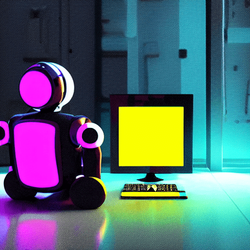 AI generated image of an AI bot on a table