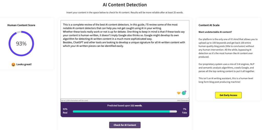 Content at Scale AI detector