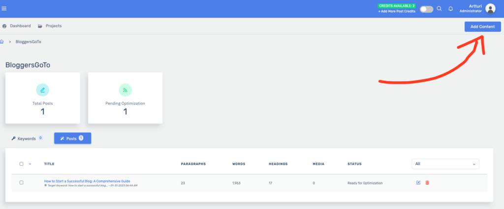 Add content to project