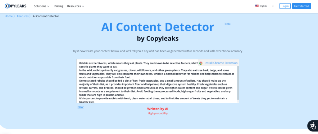 Copyleaks AI detector