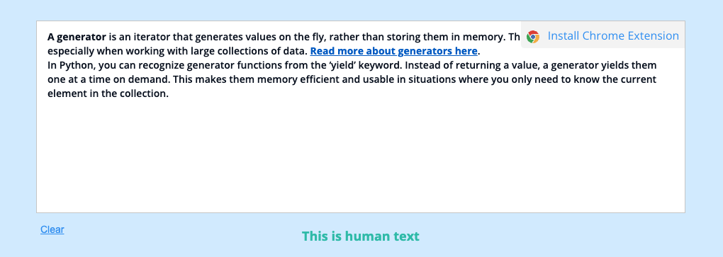 Copyleaks AI human-generated content example score