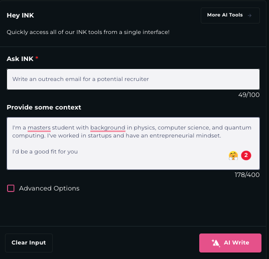 Hey INK chatbot feature