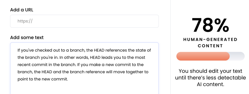Human-generated text input with Writer.com AI detector score