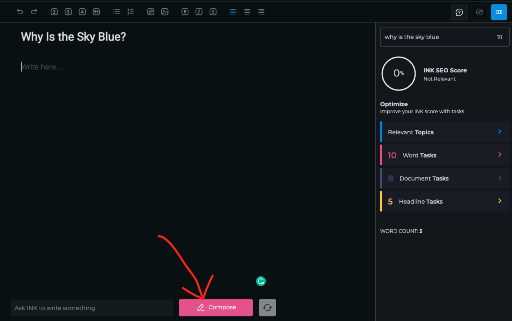INK AI writing editor