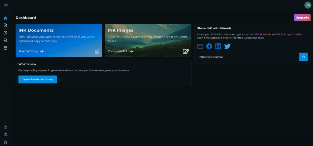 INK first impression dashboard