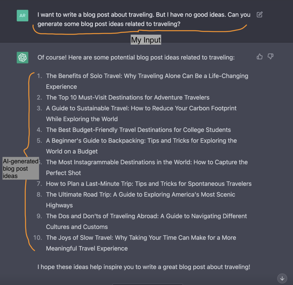 ChatGPT input/output