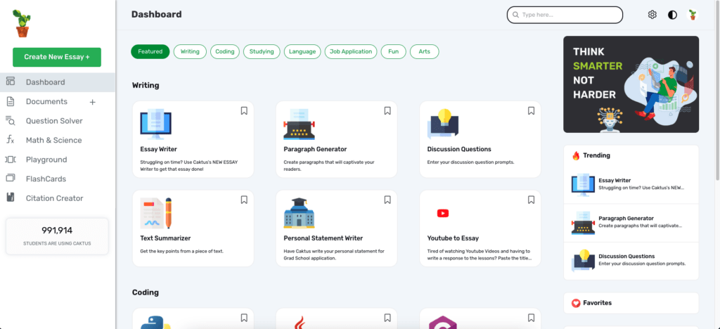 Caktus AI homepage
