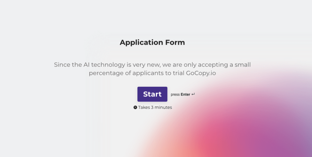 Gocopy application form