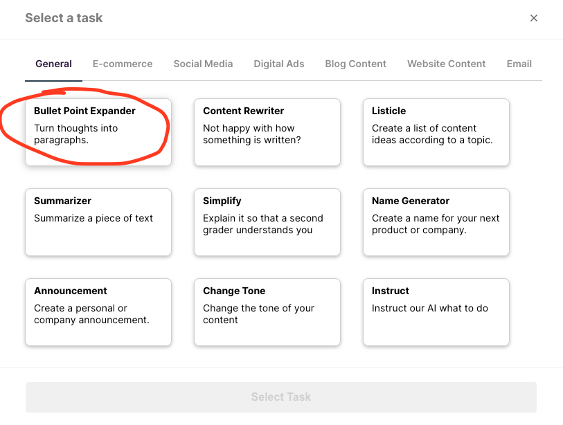 Bullet point expander example
