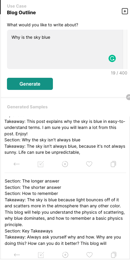 Blog outline example mode