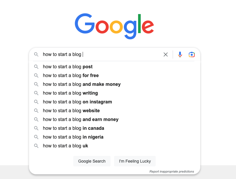Google suggestions