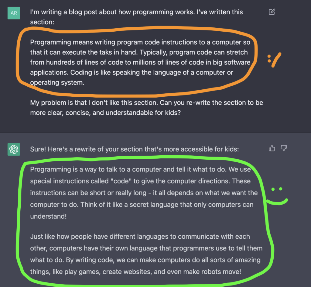 Rephrasing text with ChatGPT