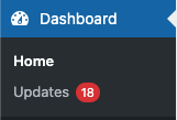 WP dashboard