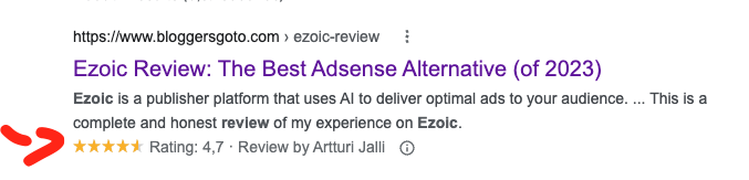 Rich snippets show star ratings in Google SERPs