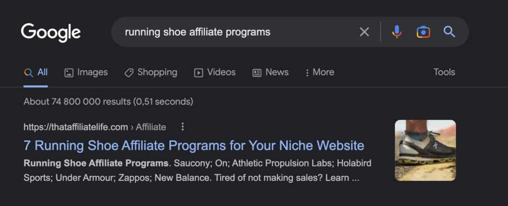 Finding affiliate programs for a niche