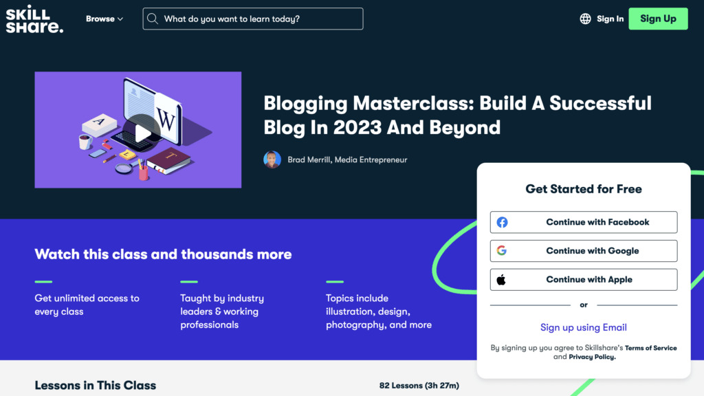 Blogging Masterclass by Skillshare