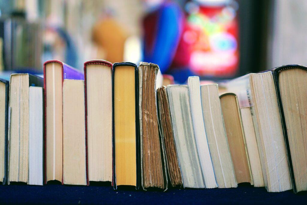 Books in a bookshelf