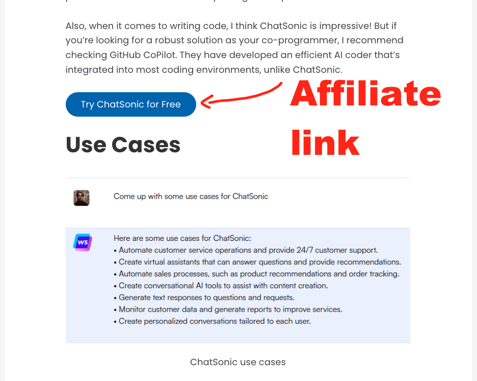 Using affiliate links in blog posts