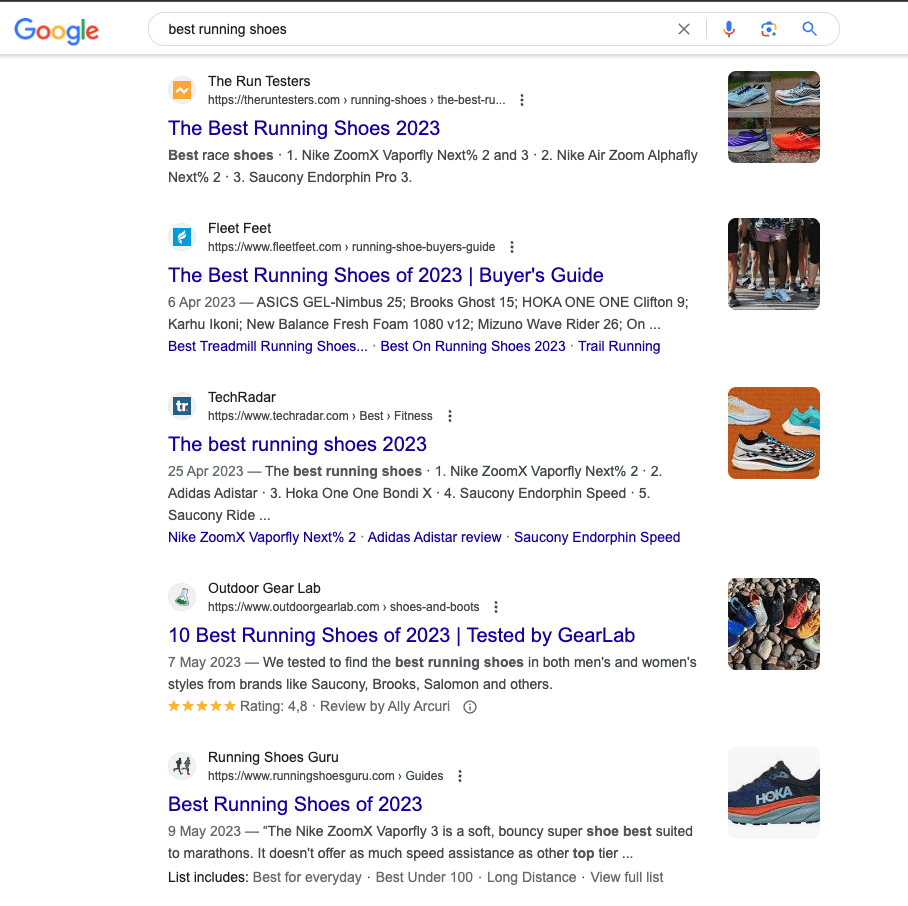 Affiliate posts in Google search results