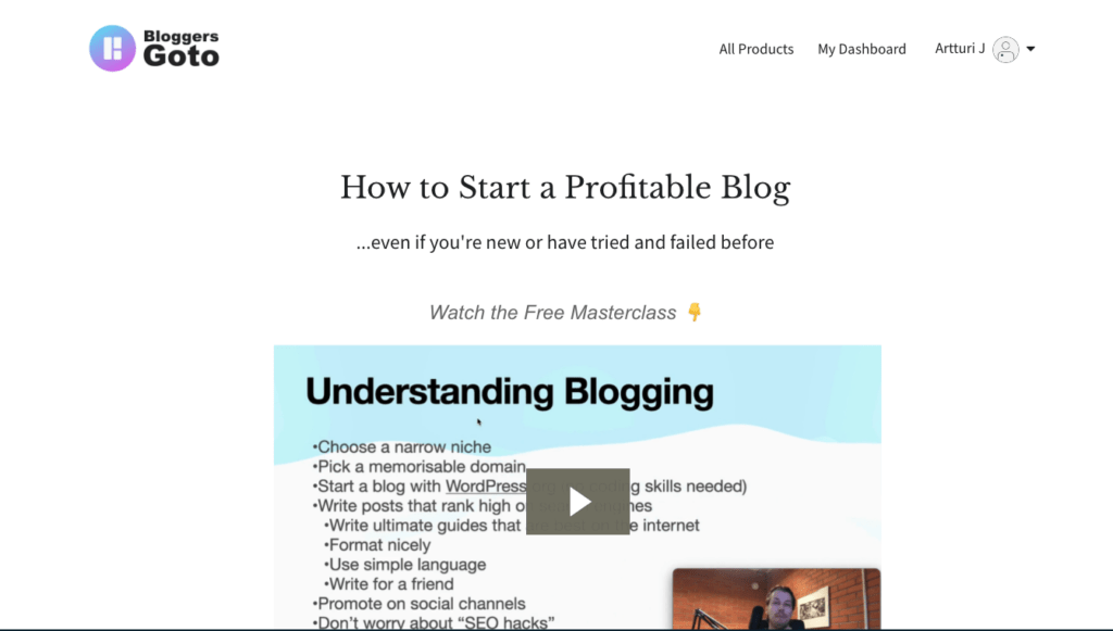 Blogging masterclass for success