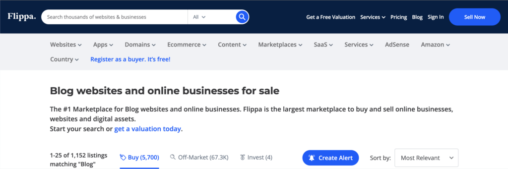 Flippa blog selling website