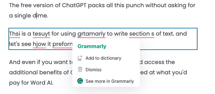 Grammarly in action