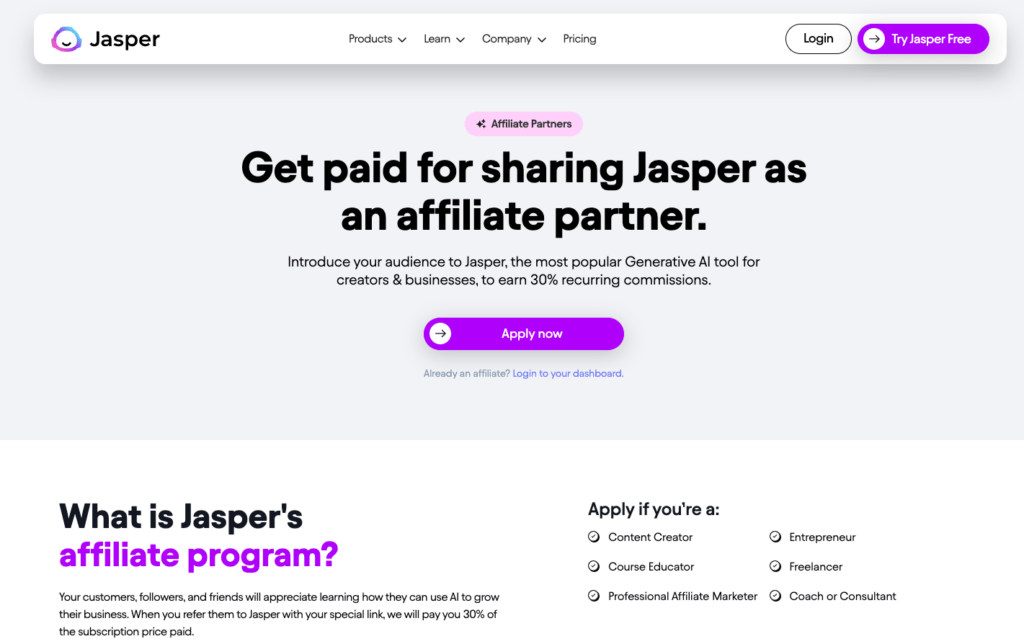 Jasper affiliate program