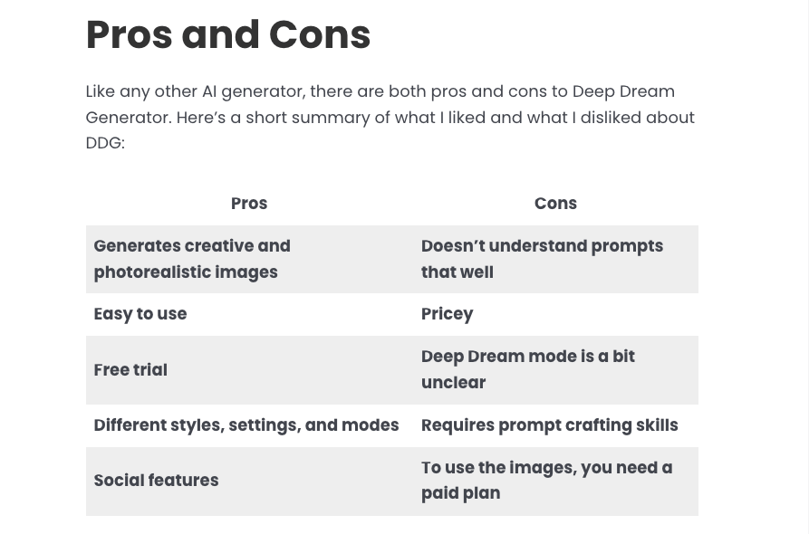 Pros and cons