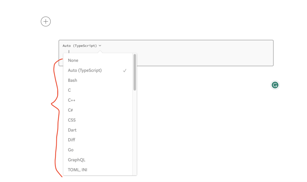 Medium code language options