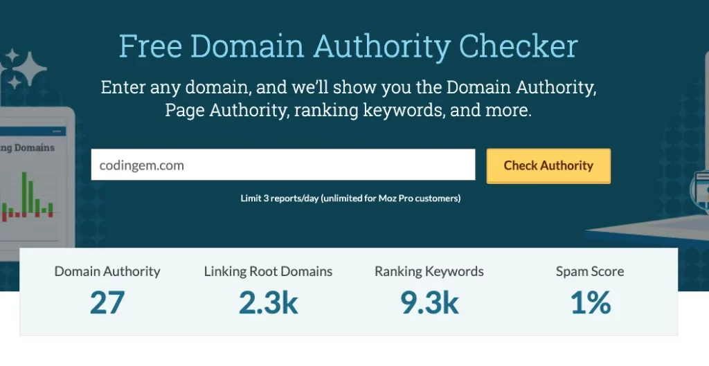 Moz Domain Authority checker