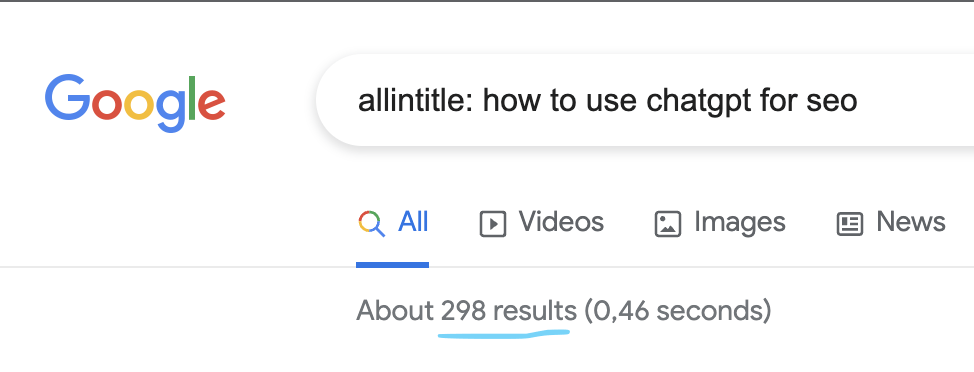Numerous google results for chatgpt seo