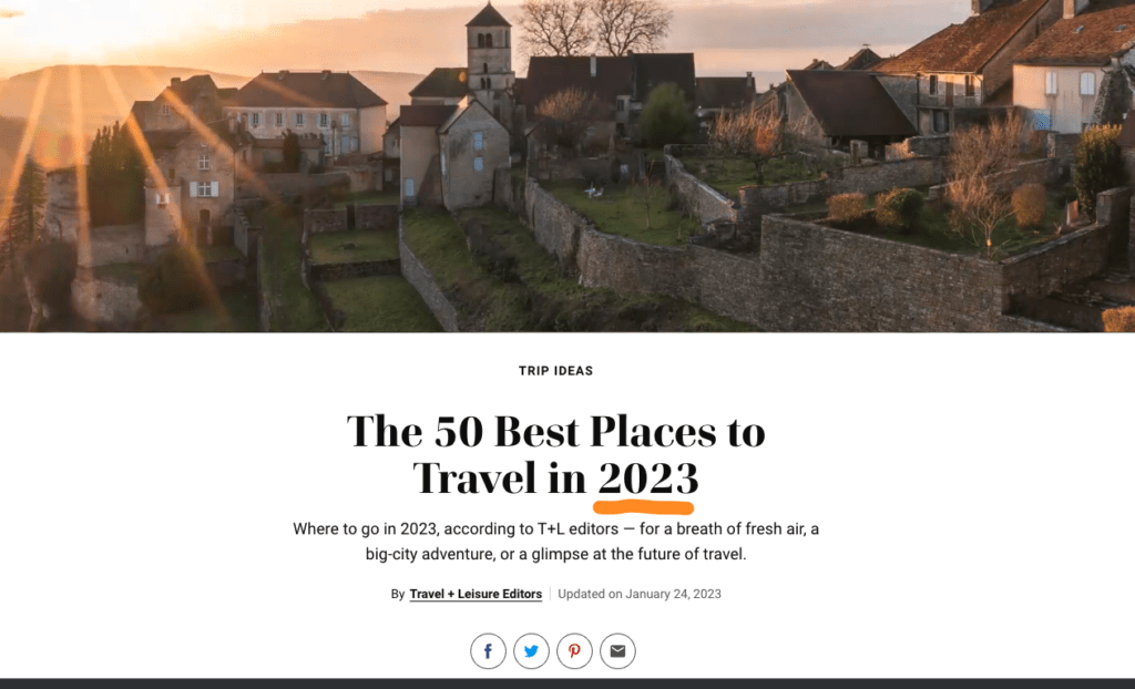 A blog post about places to travel in 2023