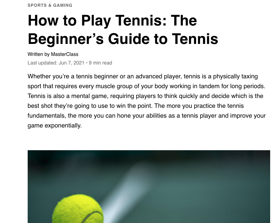 Tennist blog post