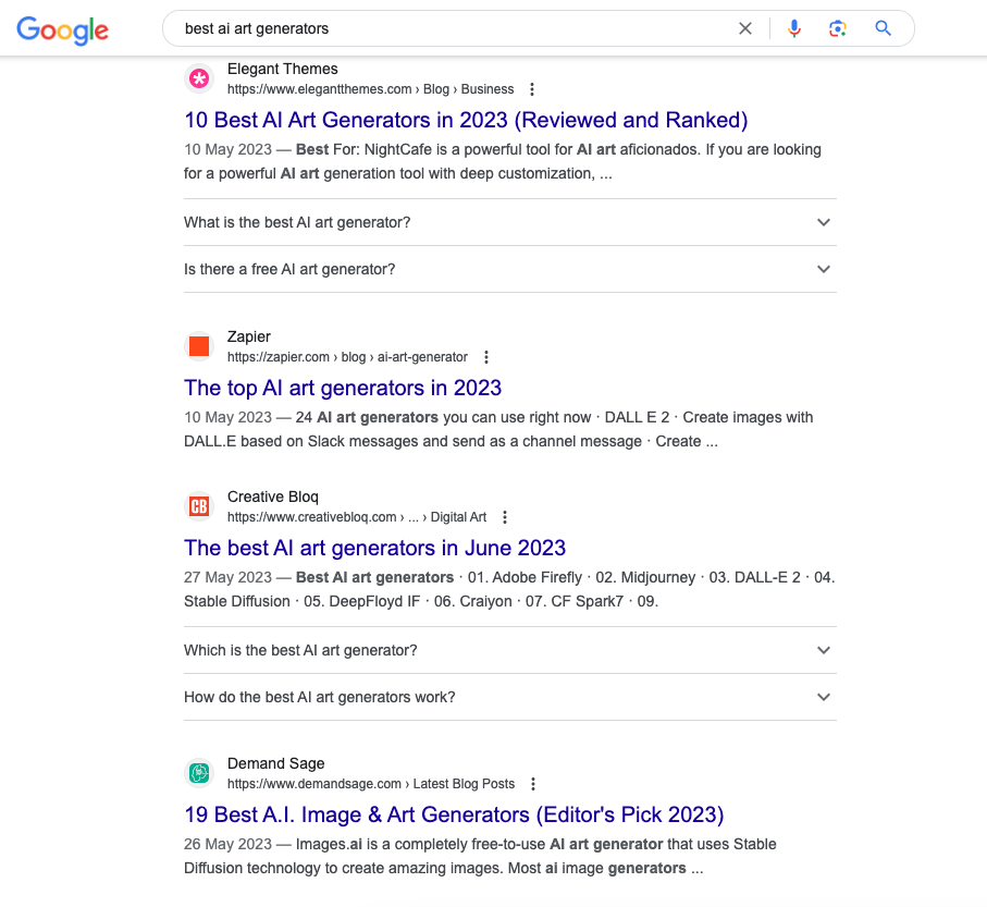 Search results