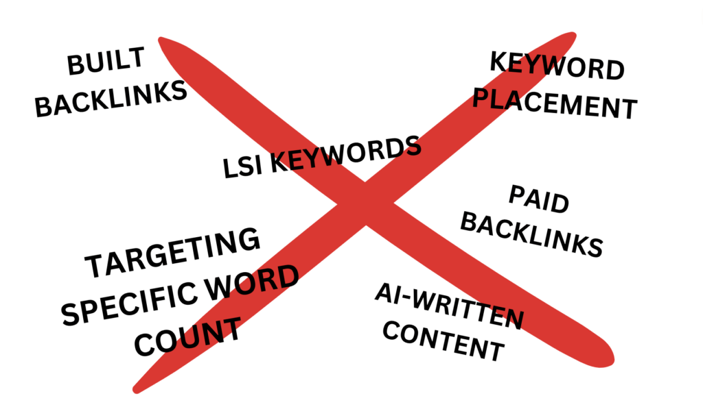 Avoid SEO strategies like keywords or built backlinks
