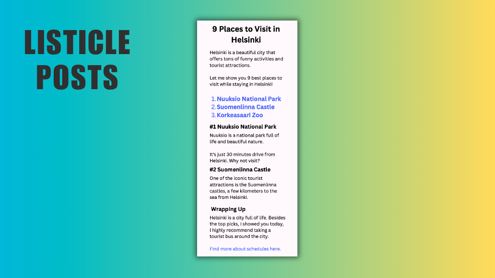 Listicle article template