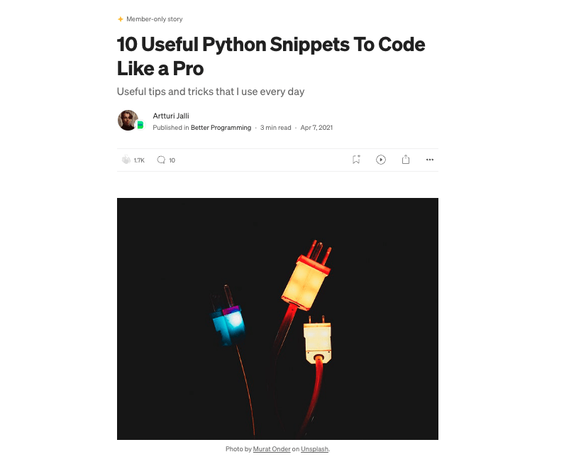 Example of a Medium.com blog post