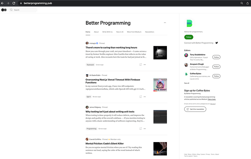 Example publication on Medium