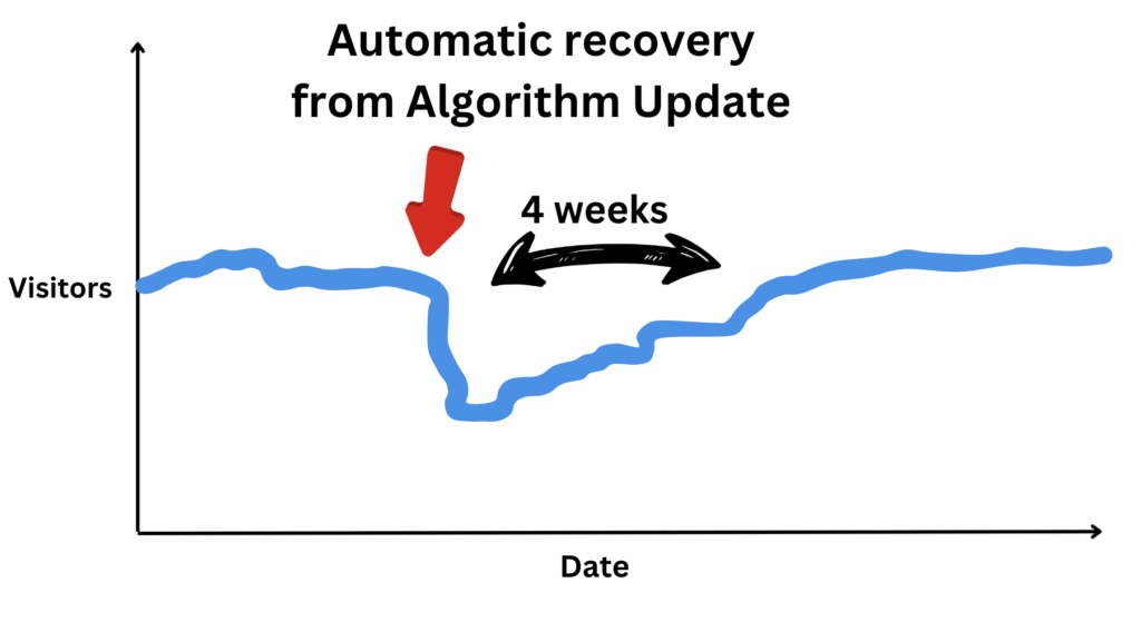 Google algorithm update takes traffic down for a while but then recovers