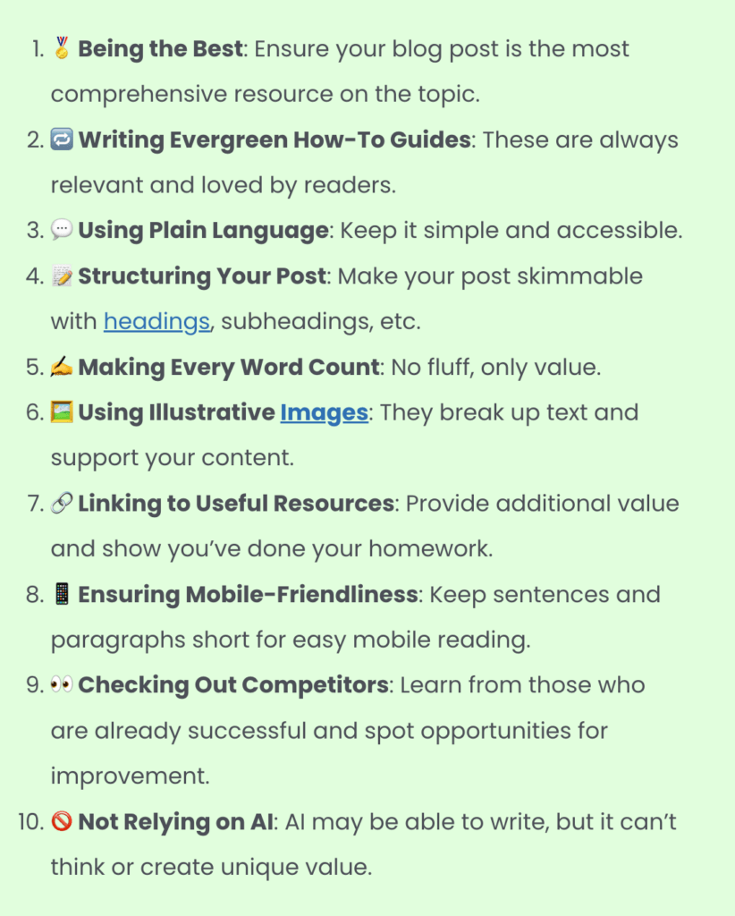Blog post SEO checklist