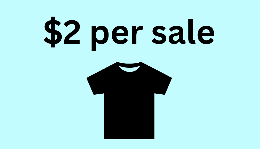 T-shirt affiliate program $2 per sale