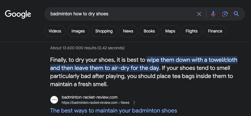A post about shoe maintenance answers the particular query