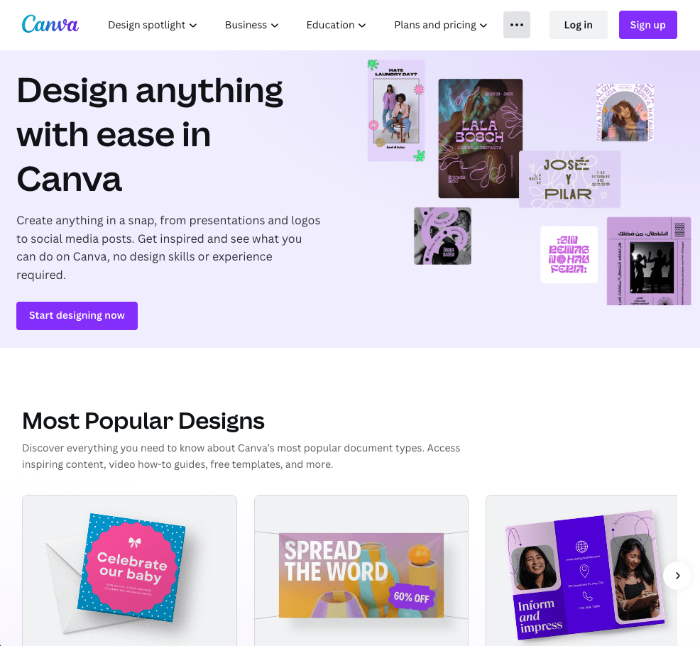 Canva homepage