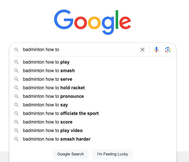 Google search suggestions