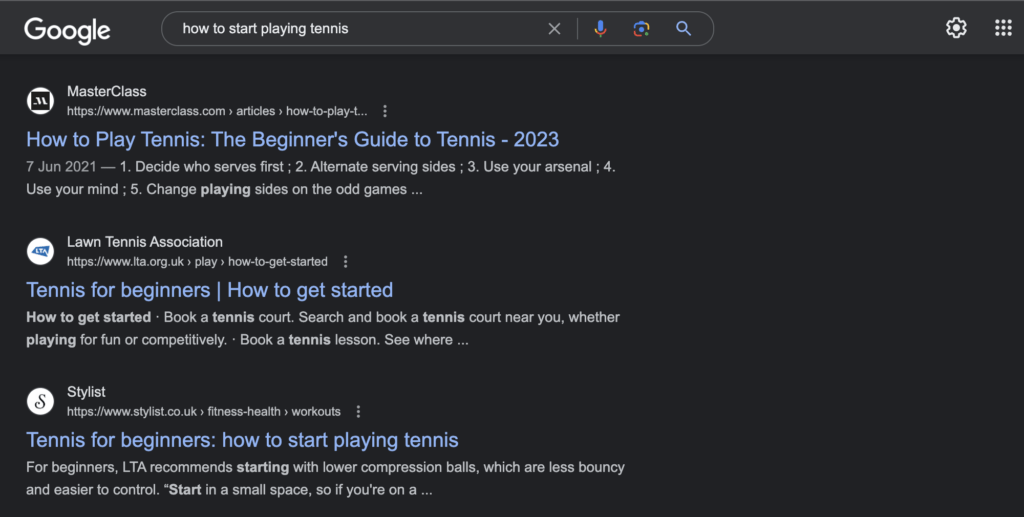 how to play tennis search results