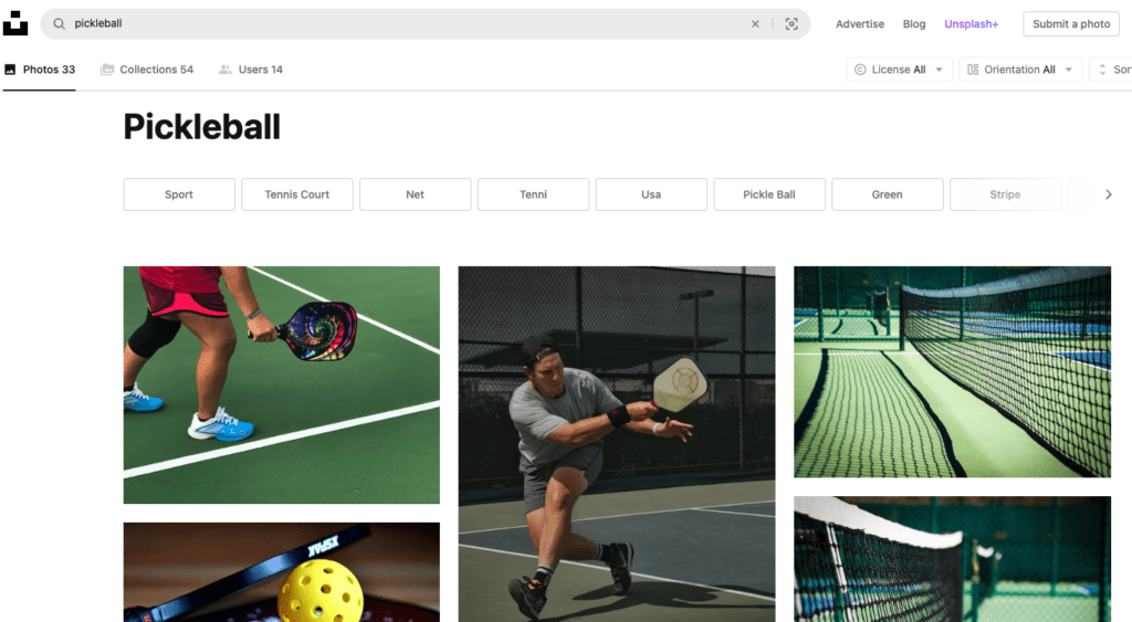 Unsplash images of pickleball