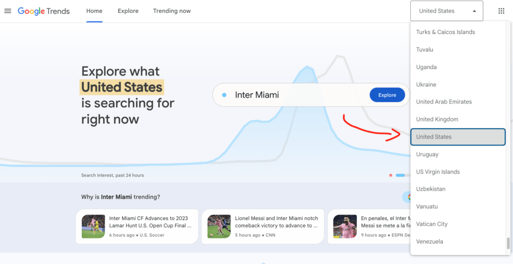 USA traffic on Google Trends